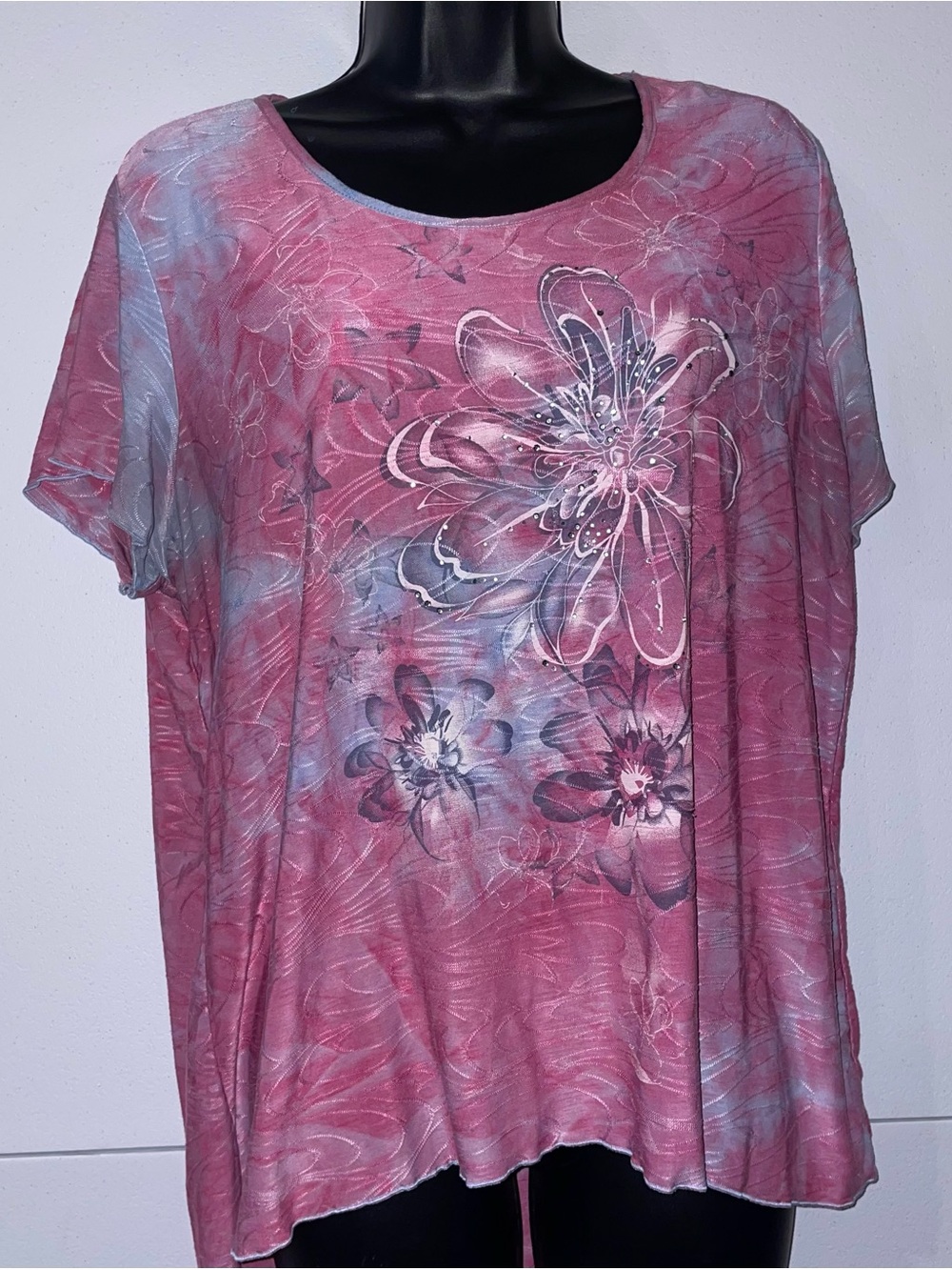 Women's Pink Floral Short-Sleeve Top